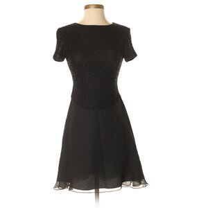 Bieff Basix Black Silk Short Dress Beaded Bodice Sz. 10